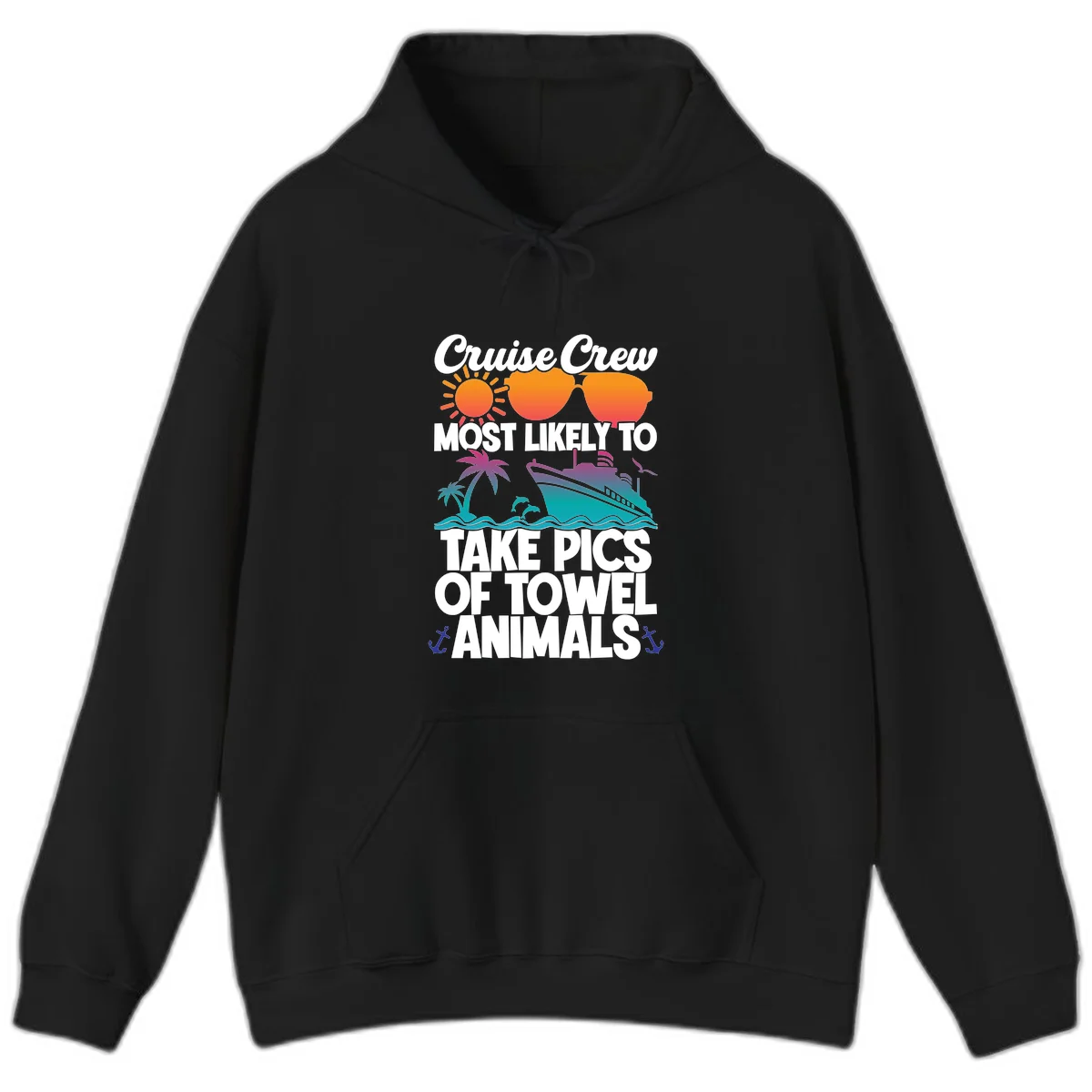 Cruise Crew Towel Animal Photos Hoodie in Black
