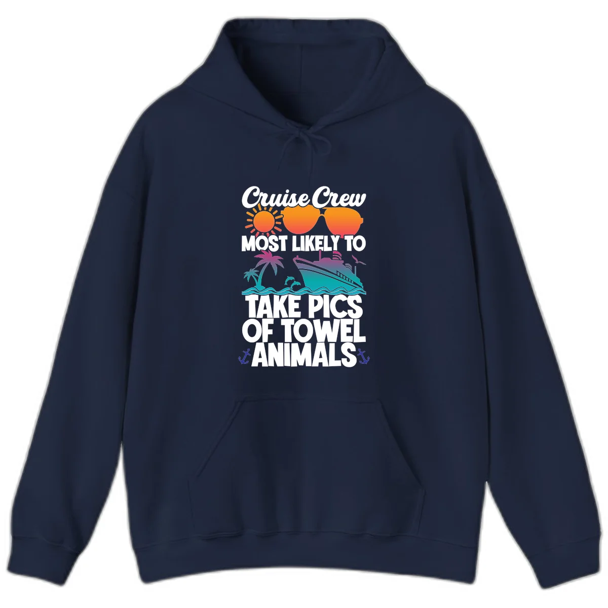 Cruise Crew Towel Animal Photos Hoodie in Navy
