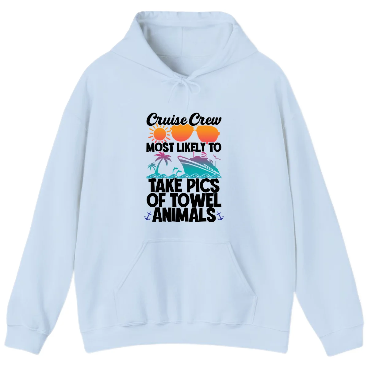 Cruise Crew Towel Animal Photos Hoodie in Light Blue