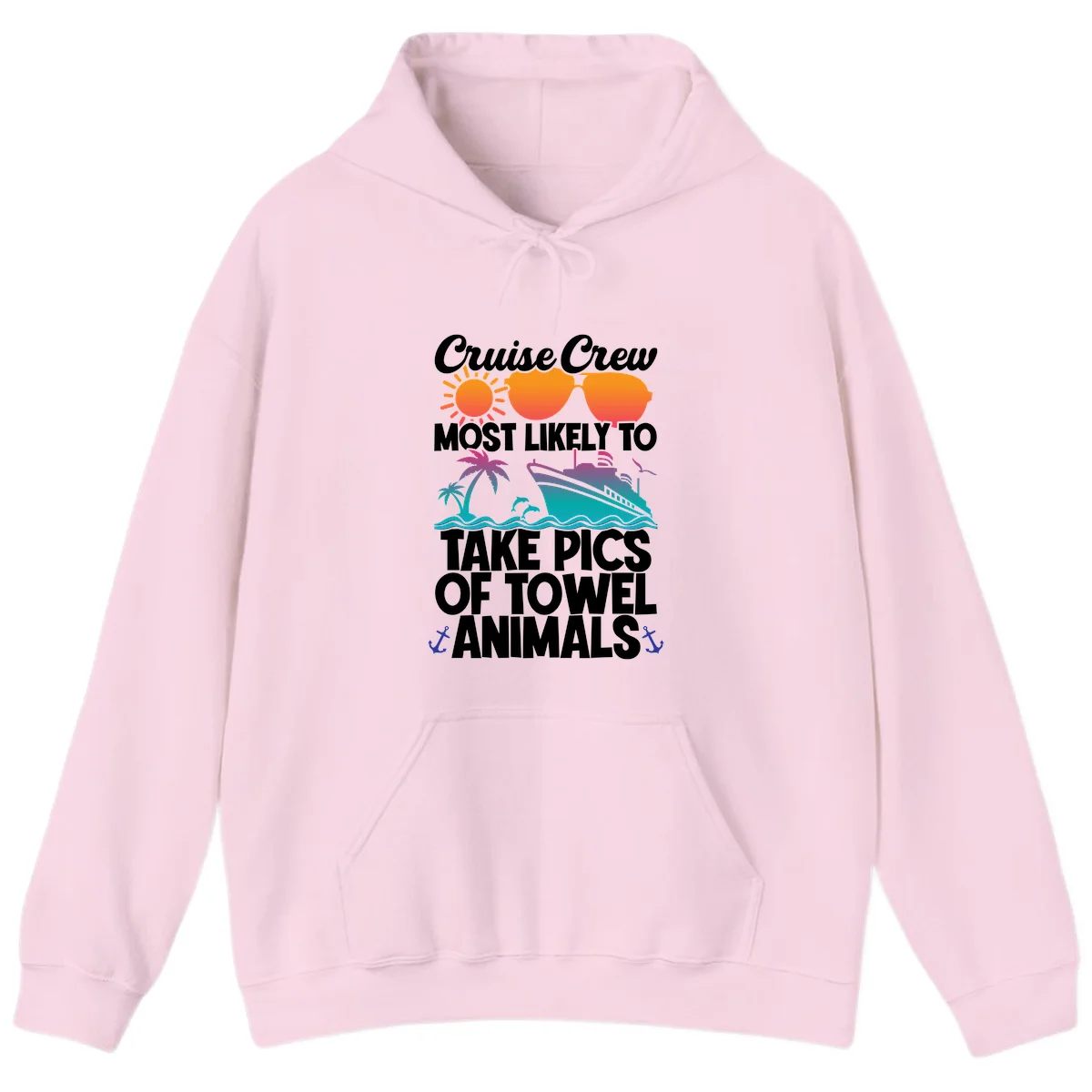 Cruise Crew Towel Animal Photos Hoodie in Light Pink