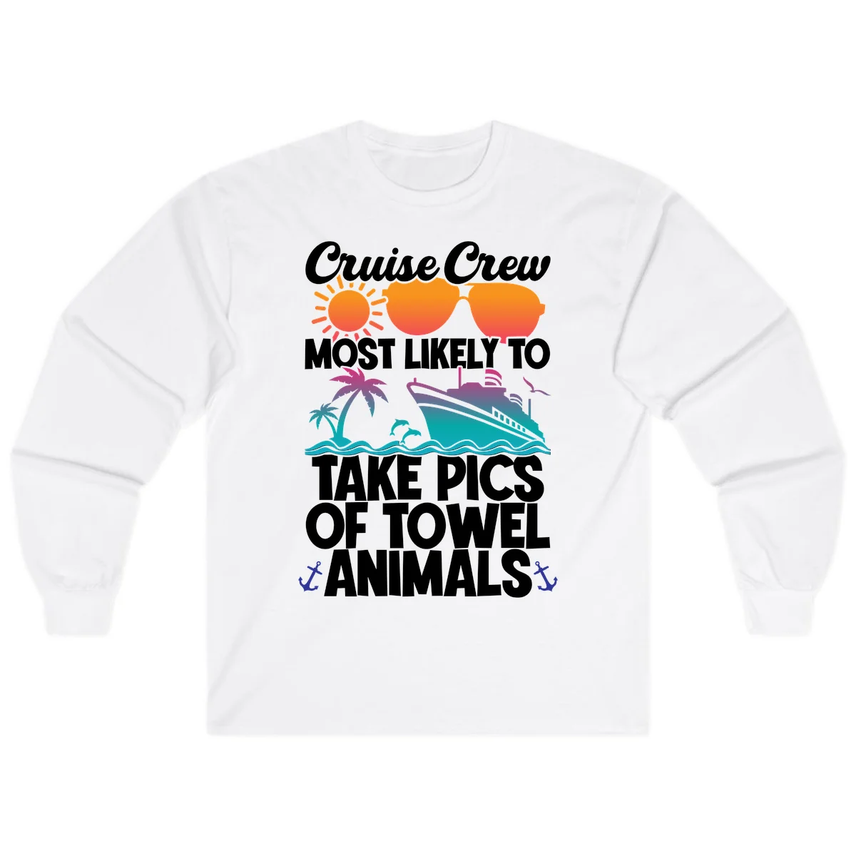 Cruise Crew Towel Animal Photos Long Sleeve in White