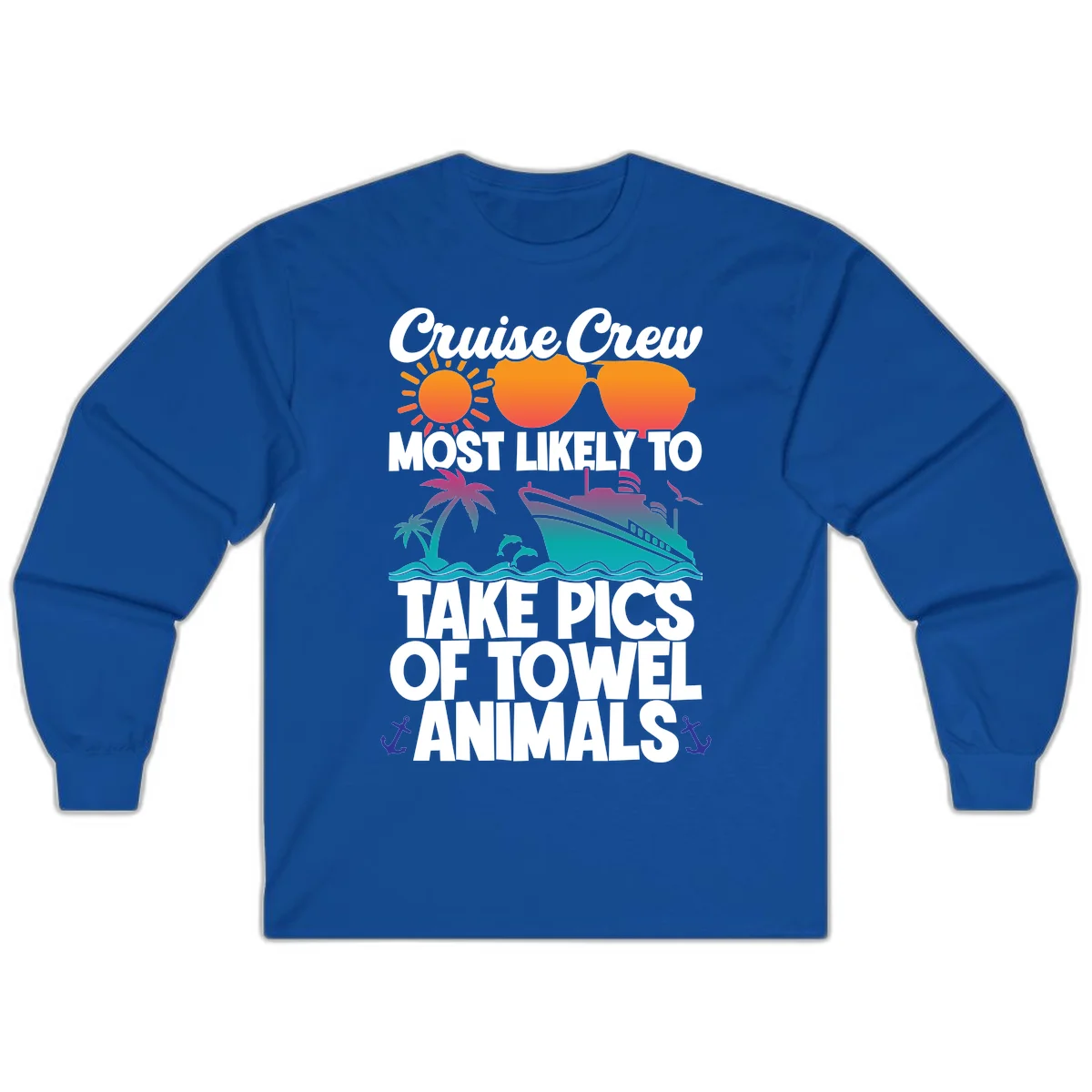 Cruise Crew Towel Animal Photos Long Sleeve in Royal
