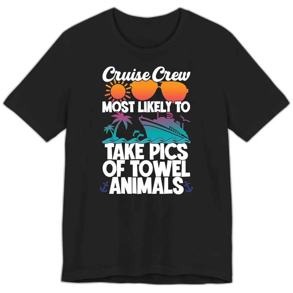 Cruise Crew Towel Animal Photos Premium T-Shirt in Black