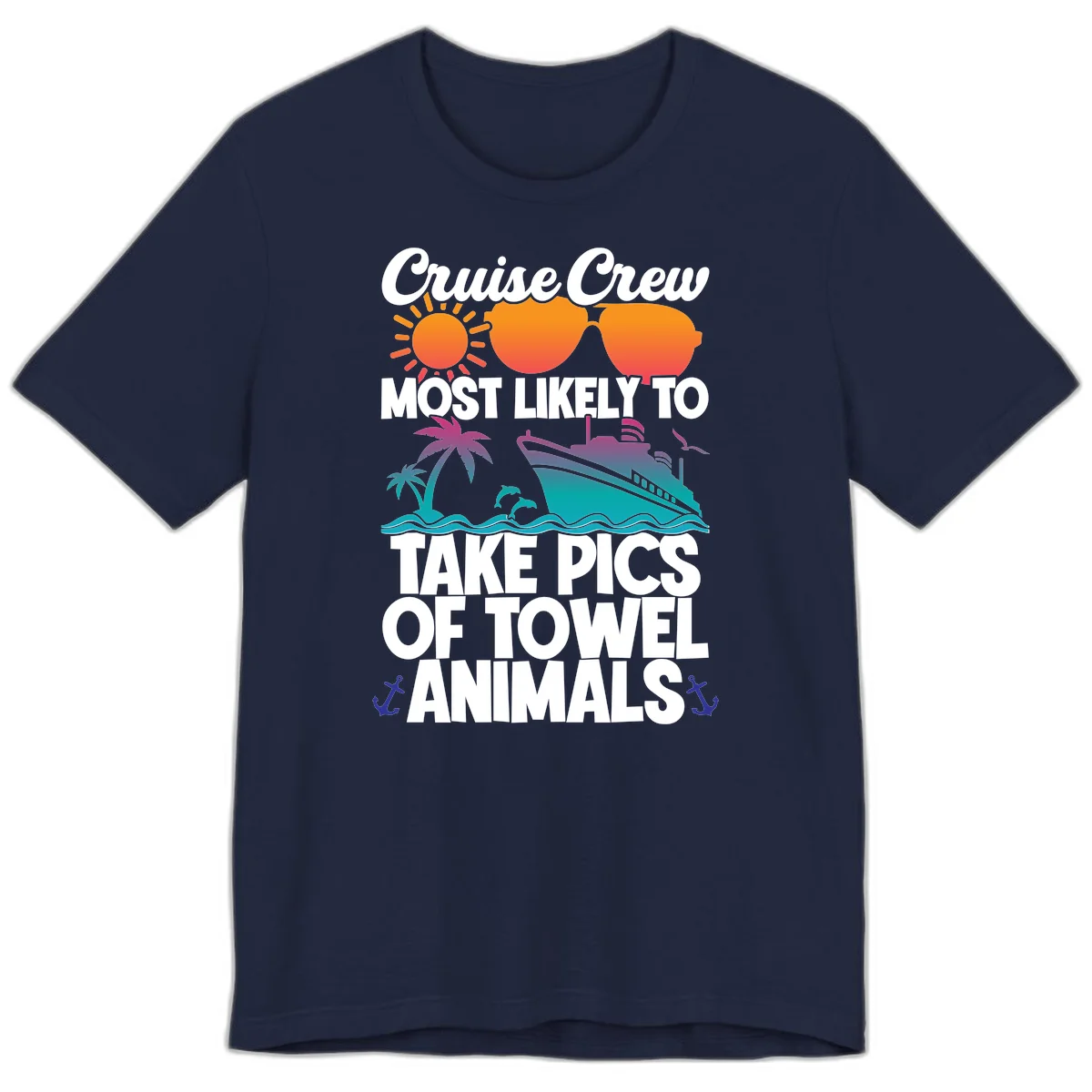 Cruise Crew Towel Animal Photos Premium T-Shirt in Navy