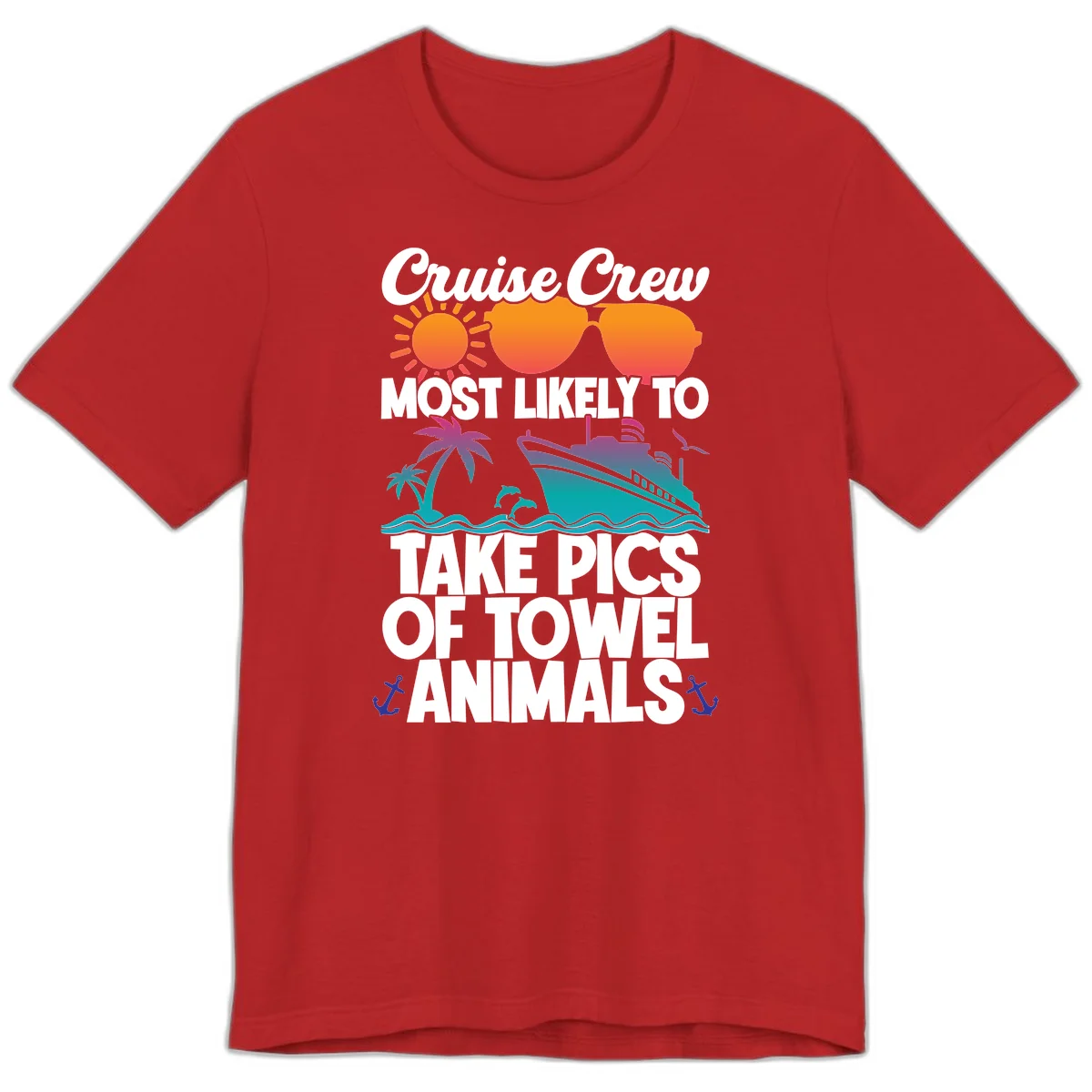 Cruise Crew Towel Animal Photos Premium T-Shirt in Red