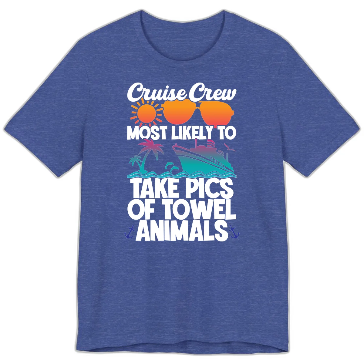 Cruise Crew Towel Animal Photos Premium T-Shirt in Heather True Royal