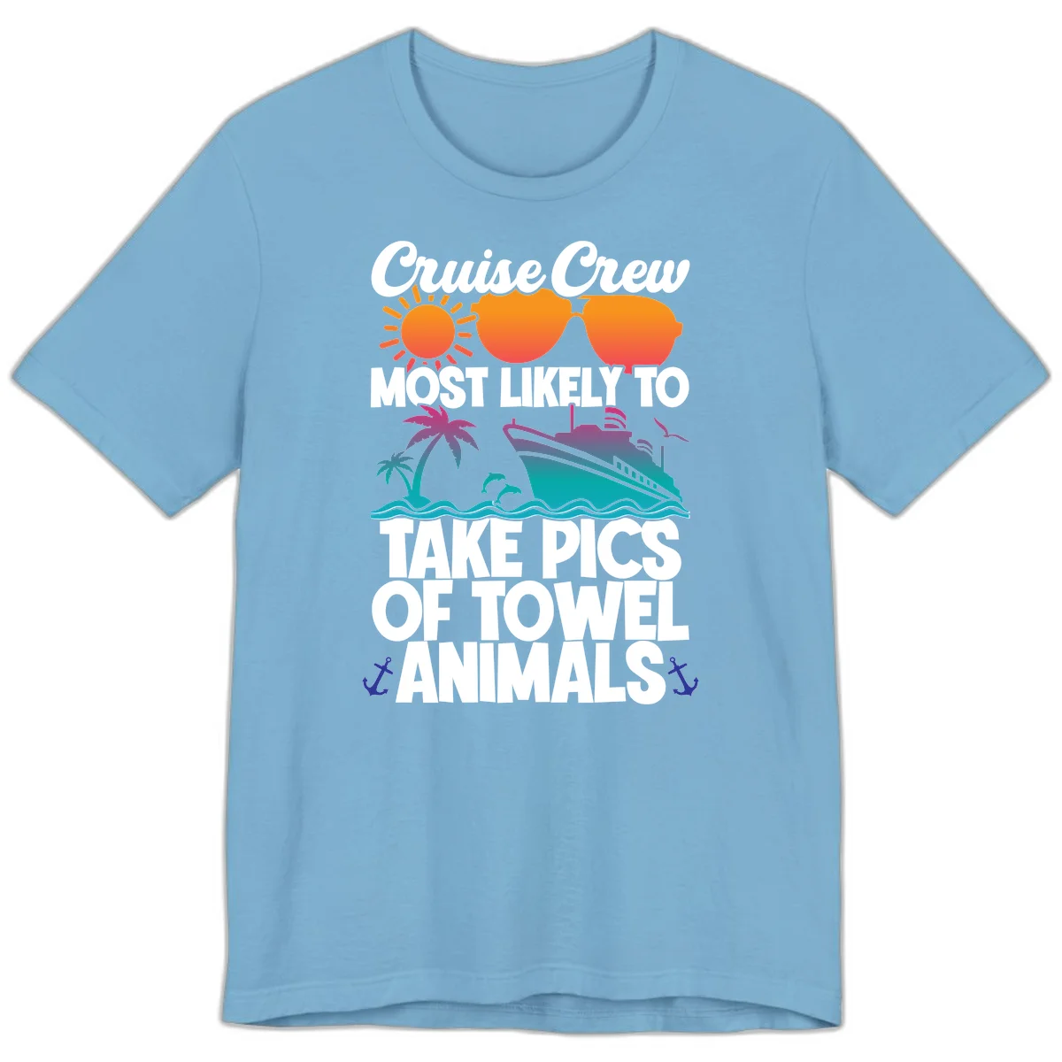 Cruise Crew Towel Animal Photos Premium T-Shirt in Ocean Blue
