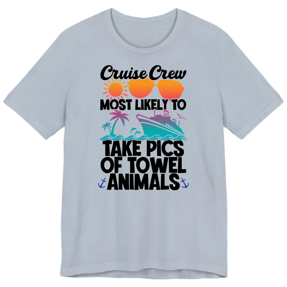 Cruise Crew Towel Animal Photos Premium T-Shirt in Light Blue