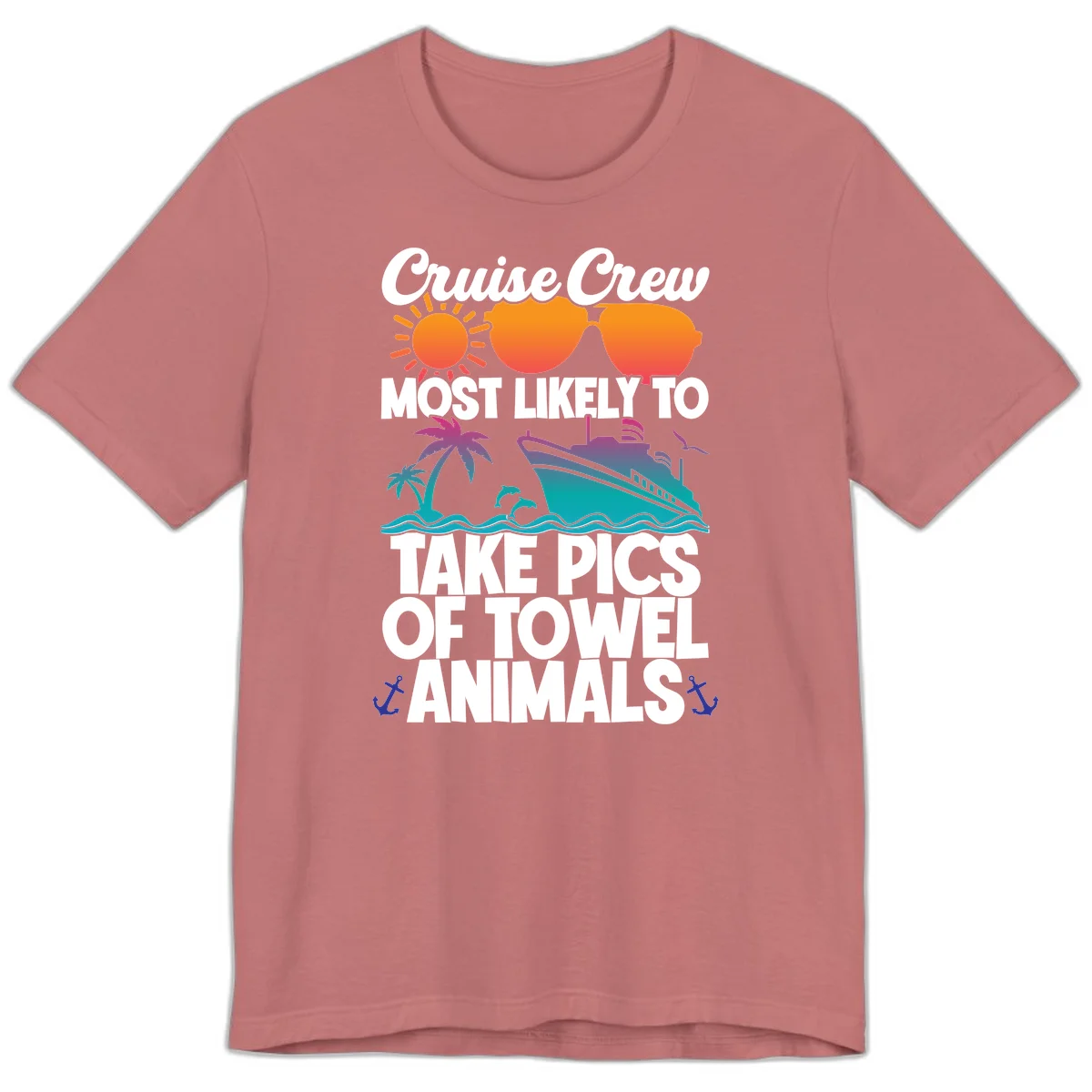 Cruise Crew Towel Animal Photos Premium T-Shirt in Mauve