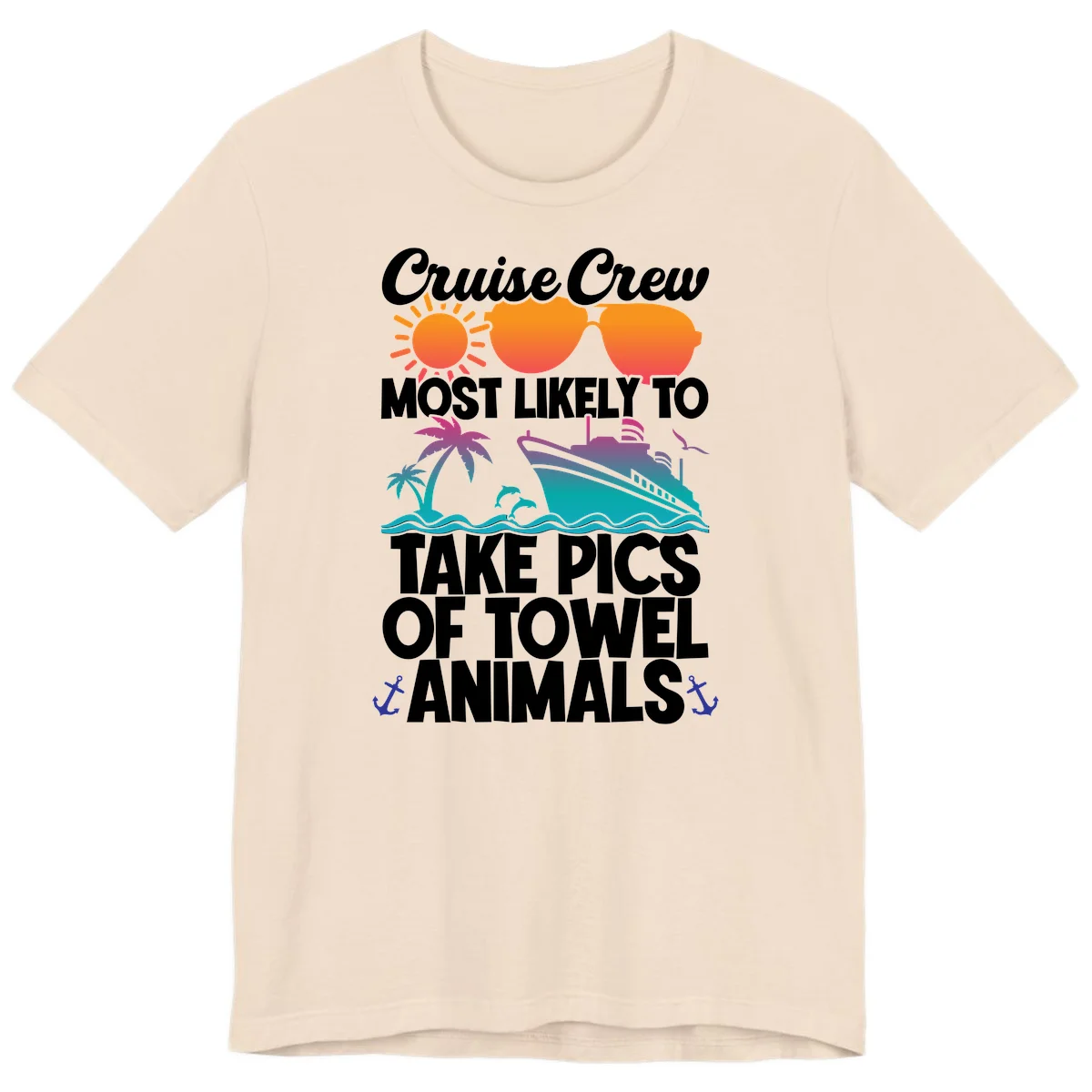Cruise Crew Towel Animal Photos Premium T-Shirt in Soft Cream