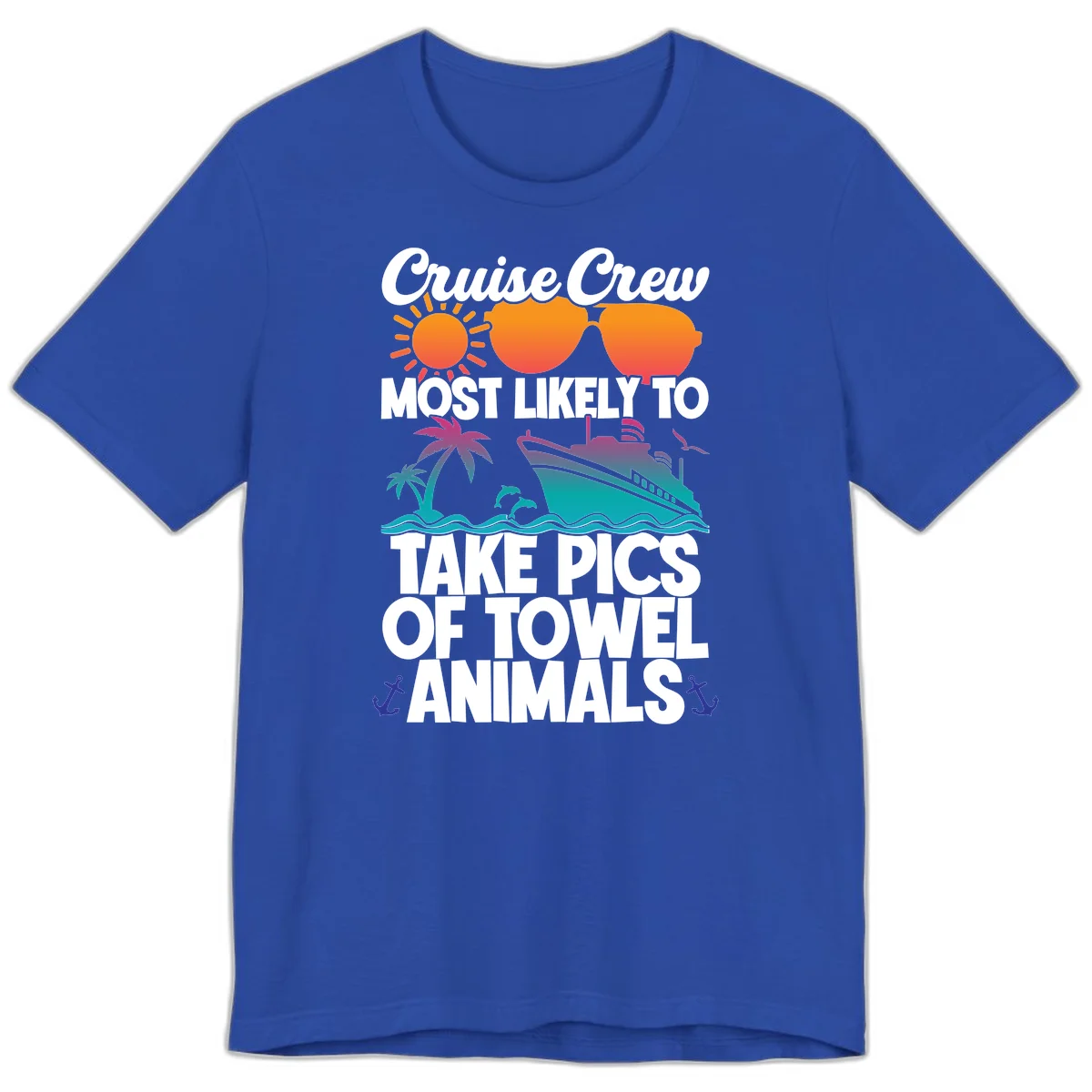Cruise Crew Towel Animal Photos Premium T-Shirt in True Royal
