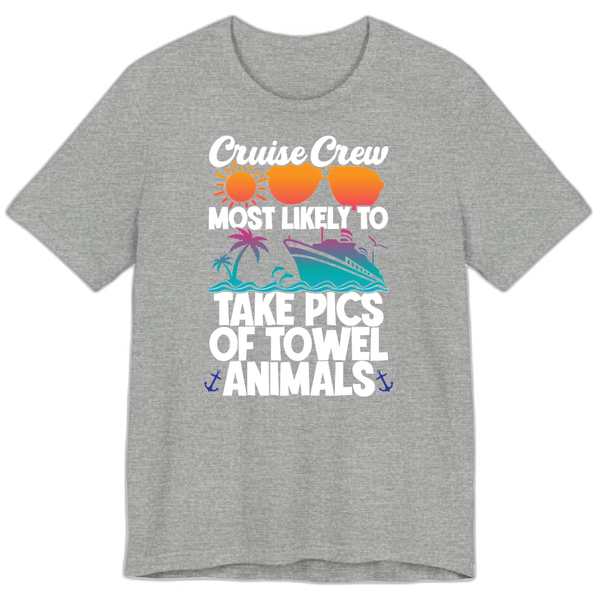 Cruise Crew Towel Animal Photos Premium T-Shirt in Athletic Heather
