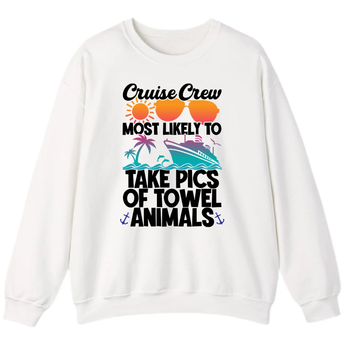 Cruise Crew Towel Animal Photos Sweatshirt in White