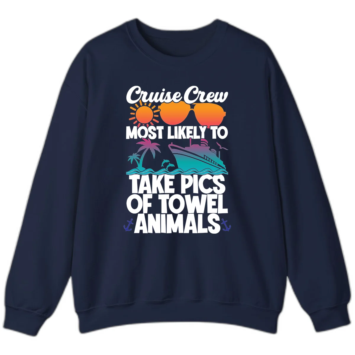 Cruise Crew Towel Animal Photos Sweatshirt in Navy