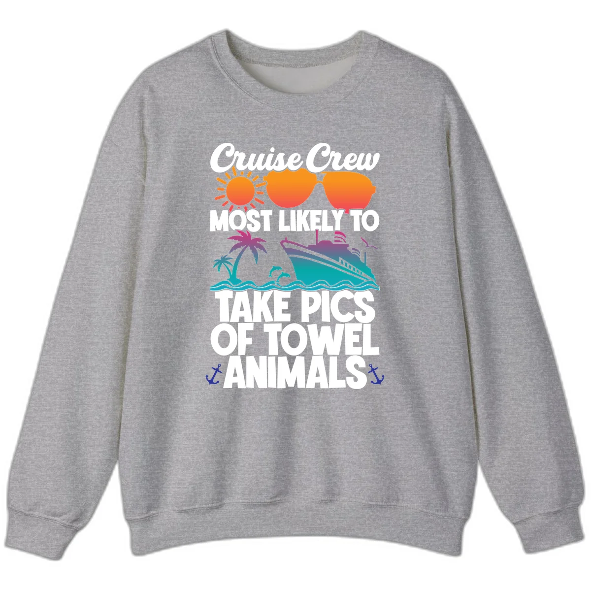 Cruise Crew Towel Animal Photos Sweatshirt in Sport Grey