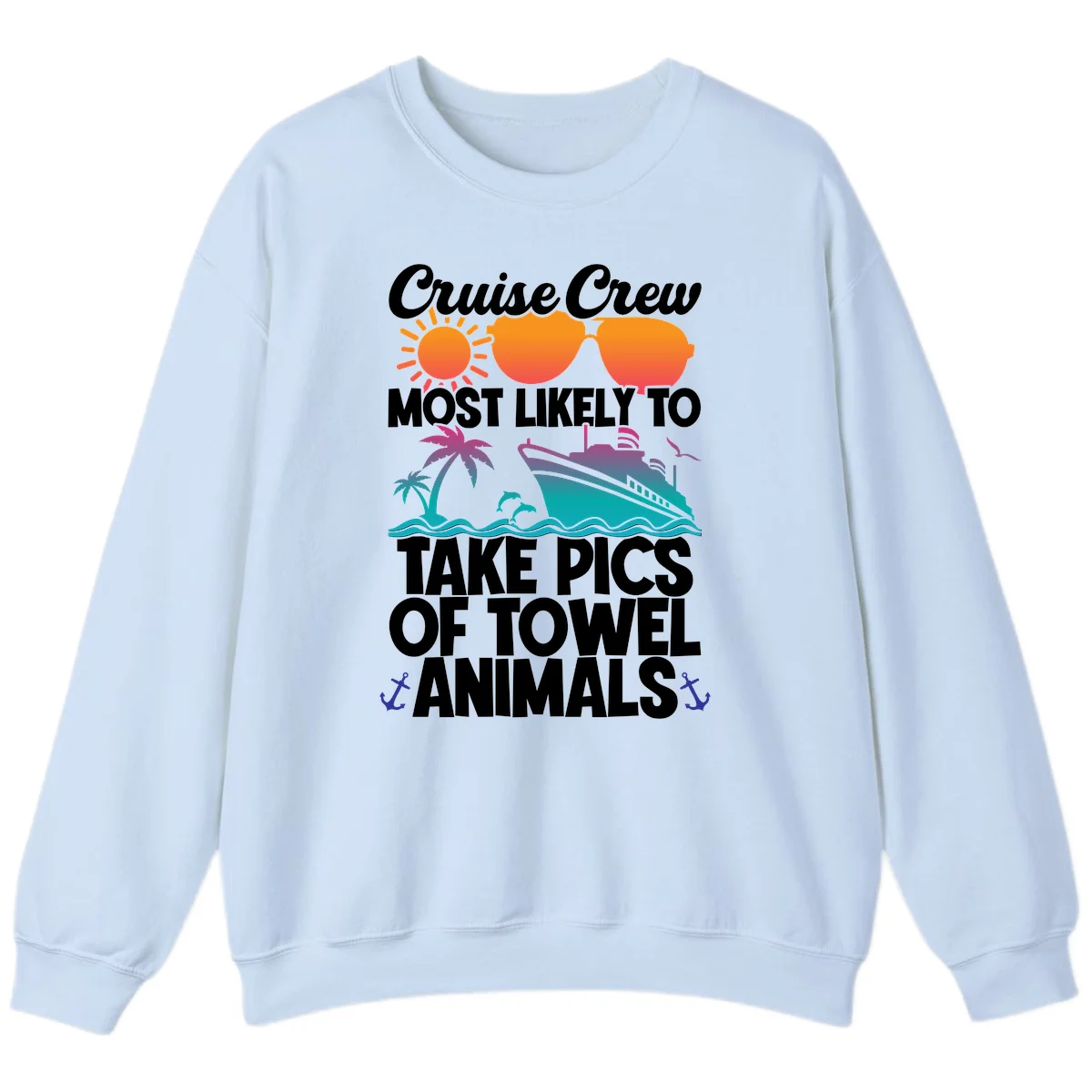 Cruise Crew Towel Animal Photos Sweatshirt in Light Blue