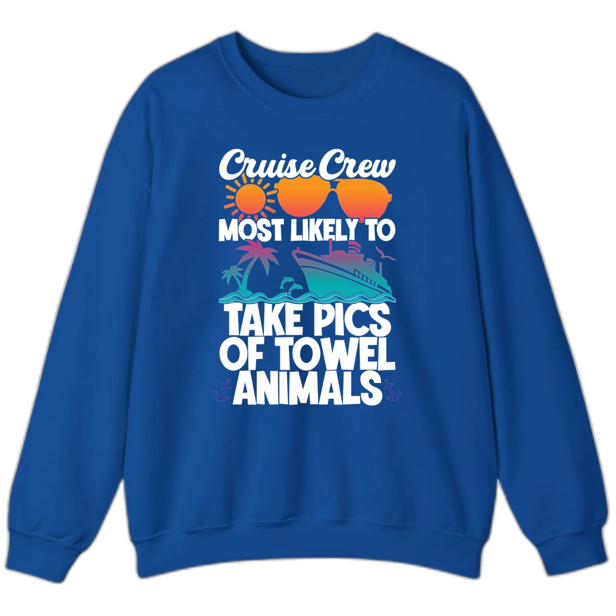 Cruise Crew Towel Animal Photos Sweatshirt in Royal