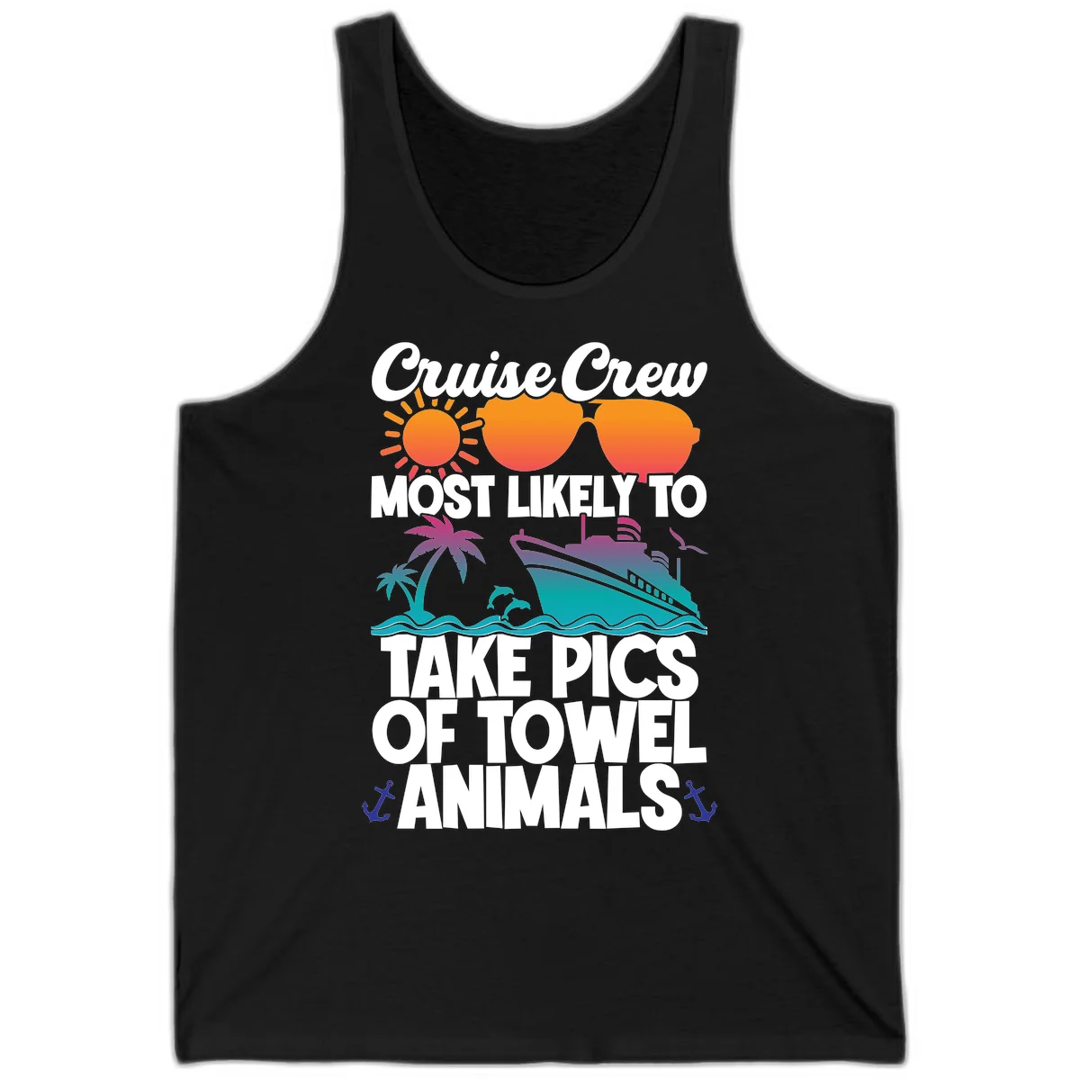 Cruise Crew Towel Animal Photos Tank in Black