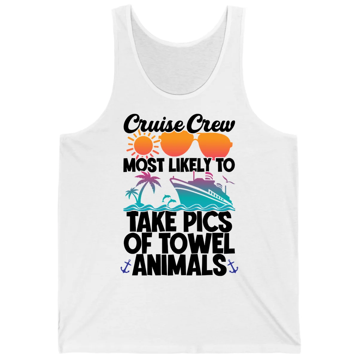Cruise Crew Towel Animal Photos Tank in White