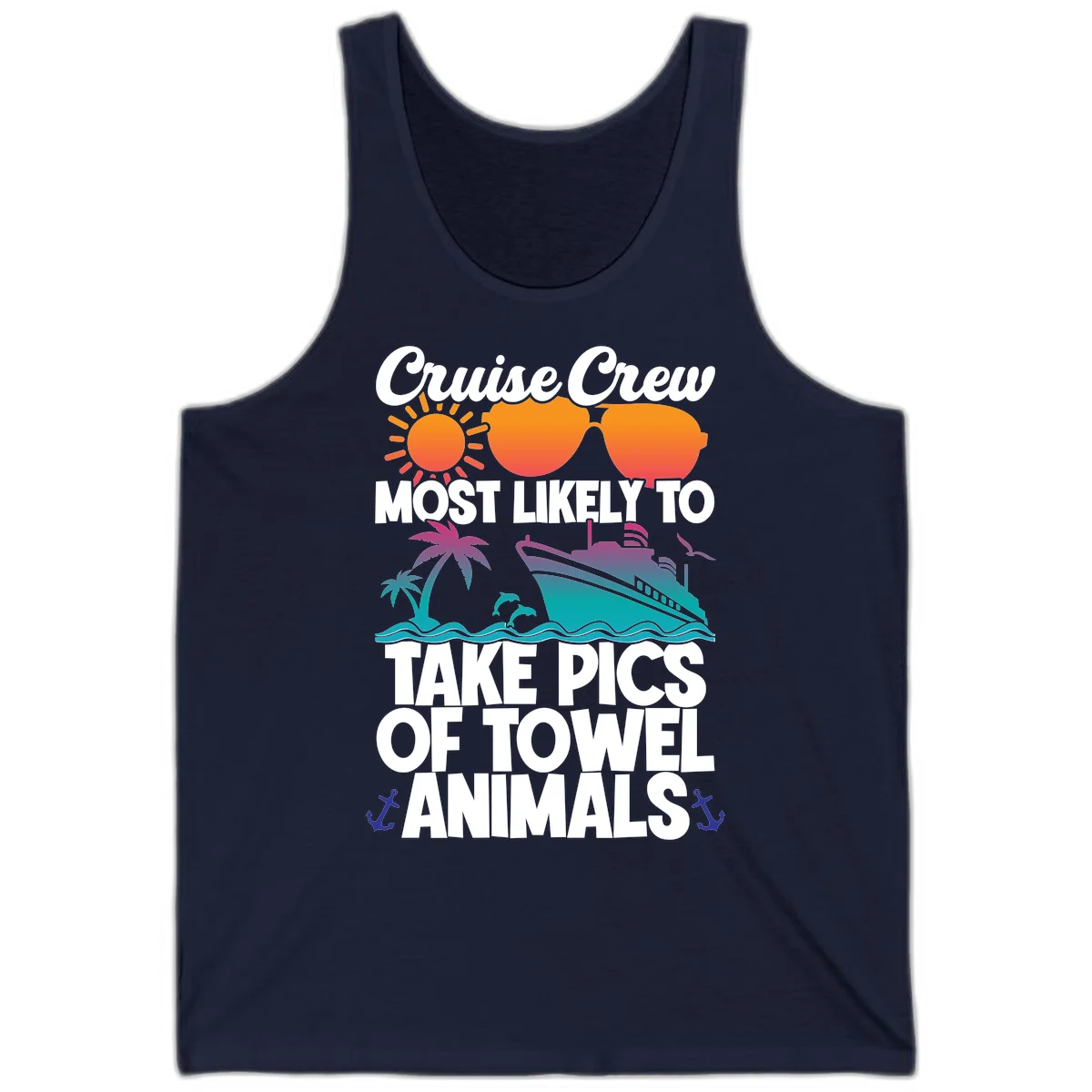 Cruise Crew Towel Animal Photos Tank in Navy