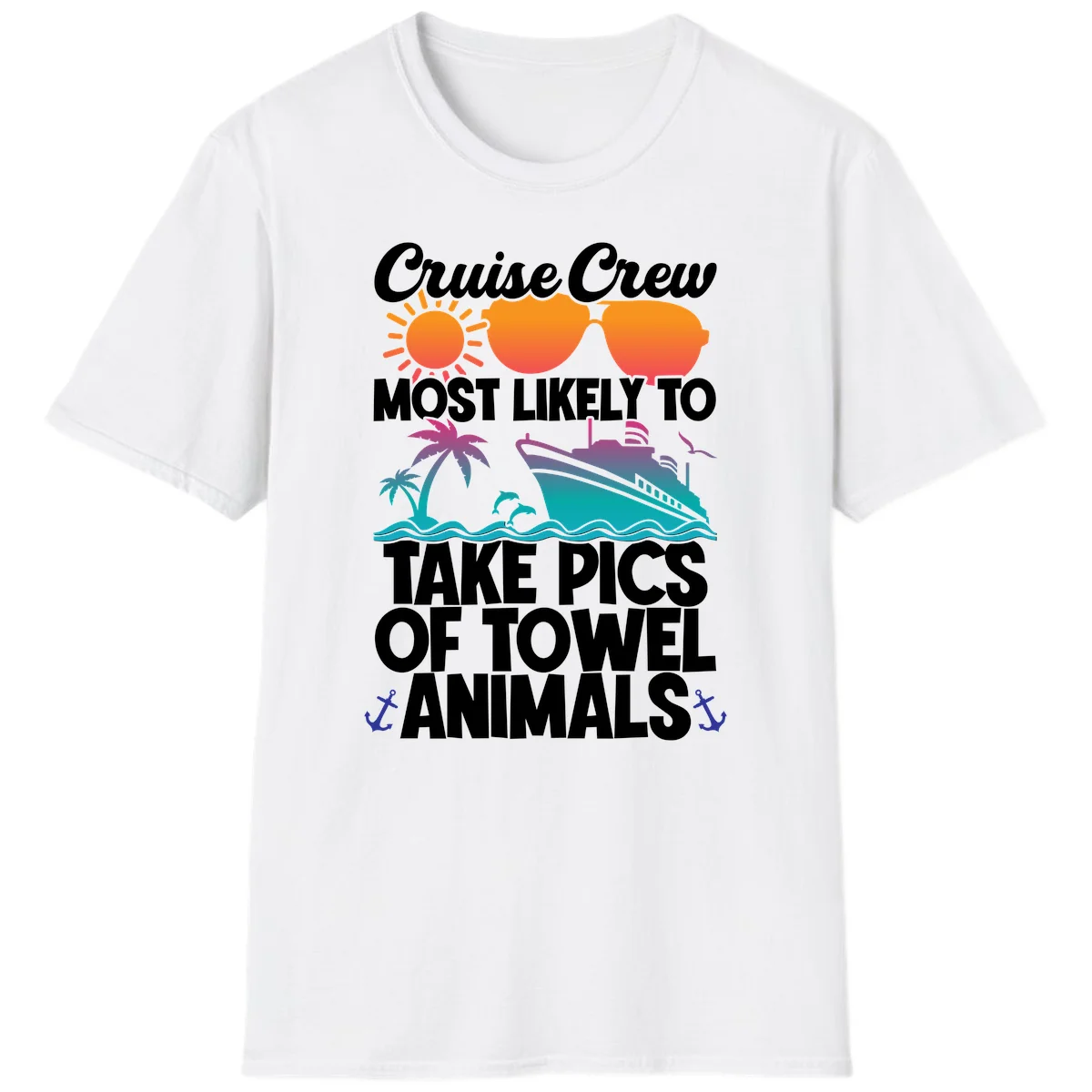 Cruise Crew Towel Animal Photos T-Shirt in White