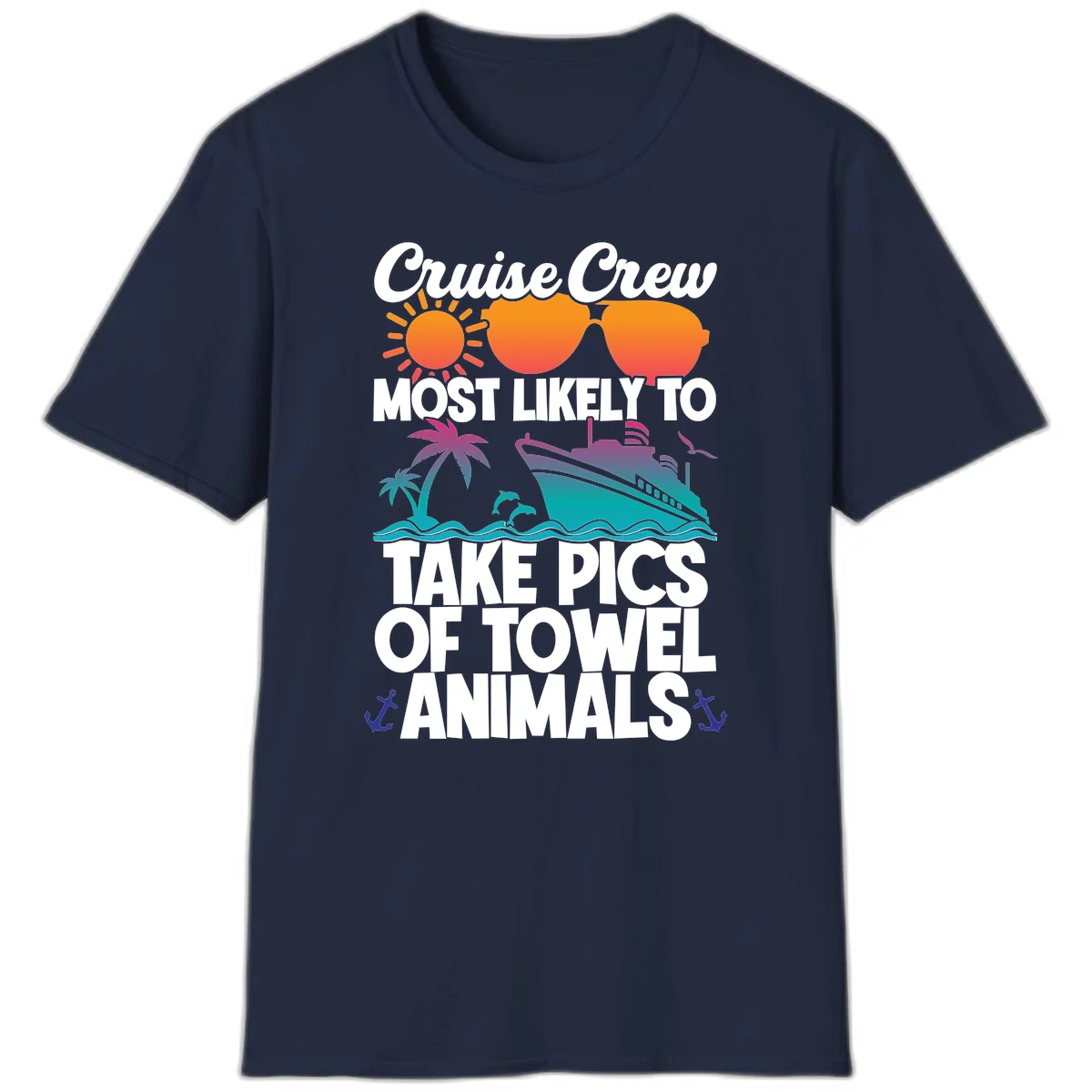Cruise Crew Towel Animal Photos T-Shirt in Navy