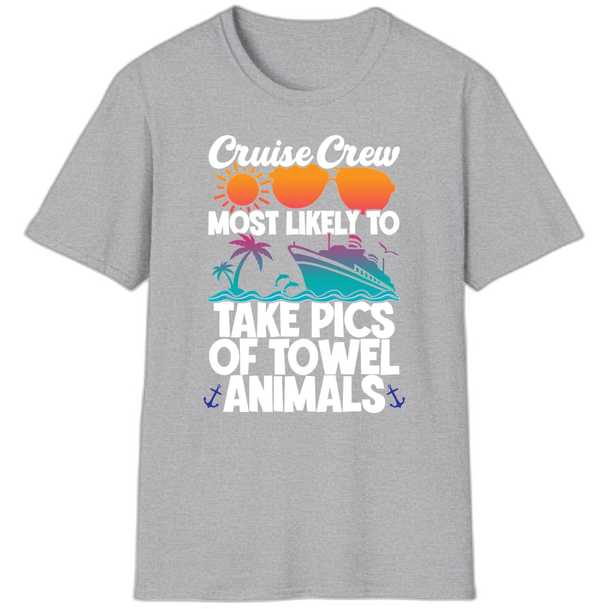 Cruise Crew Towel Animal Photos T-Shirt in Sport Grey