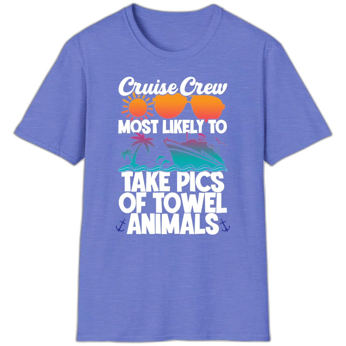 Cruise Crew Towel Animal Photos T-Shirt in Heather Royal