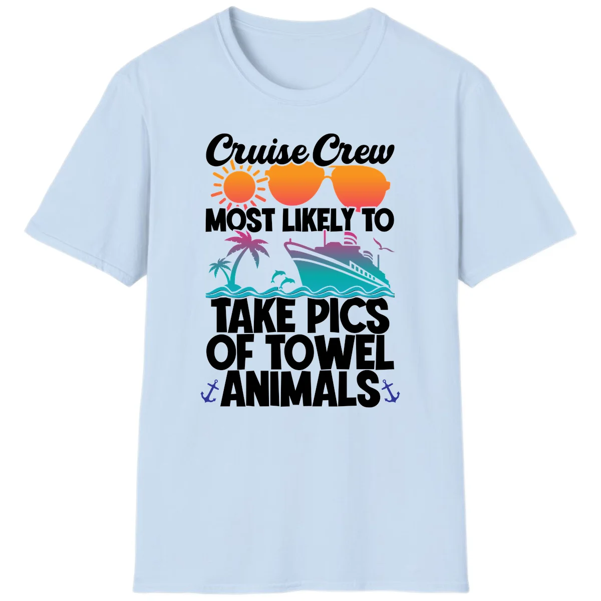 Cruise Crew Towel Animal Photos T-Shirt in Light Blue