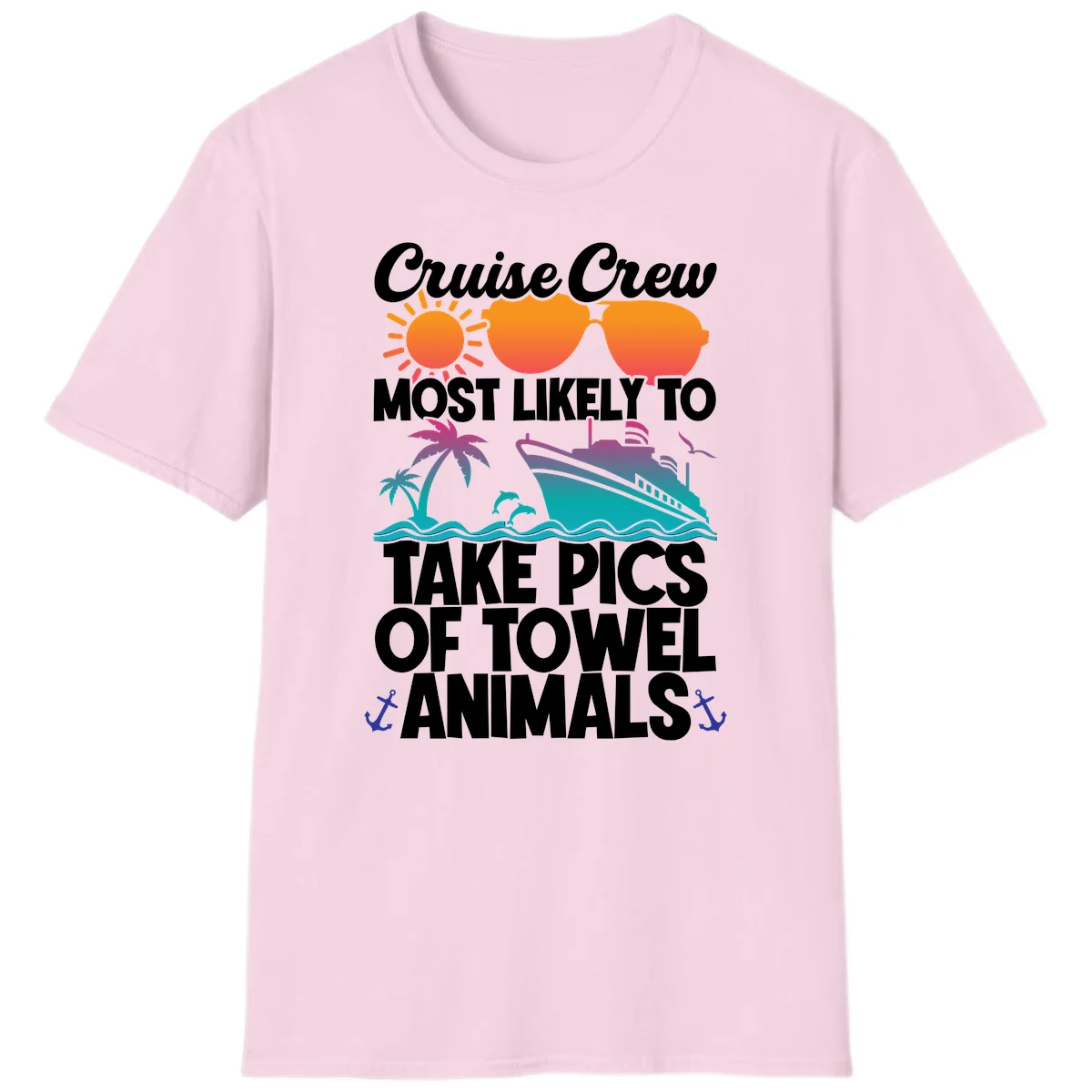 Cruise Crew Towel Animal Photos T-Shirt in Light Pink