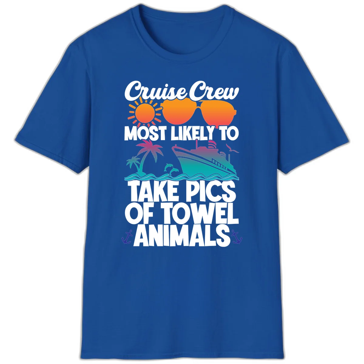 Cruise Crew Towel Animal Photos T-Shirt in Royal