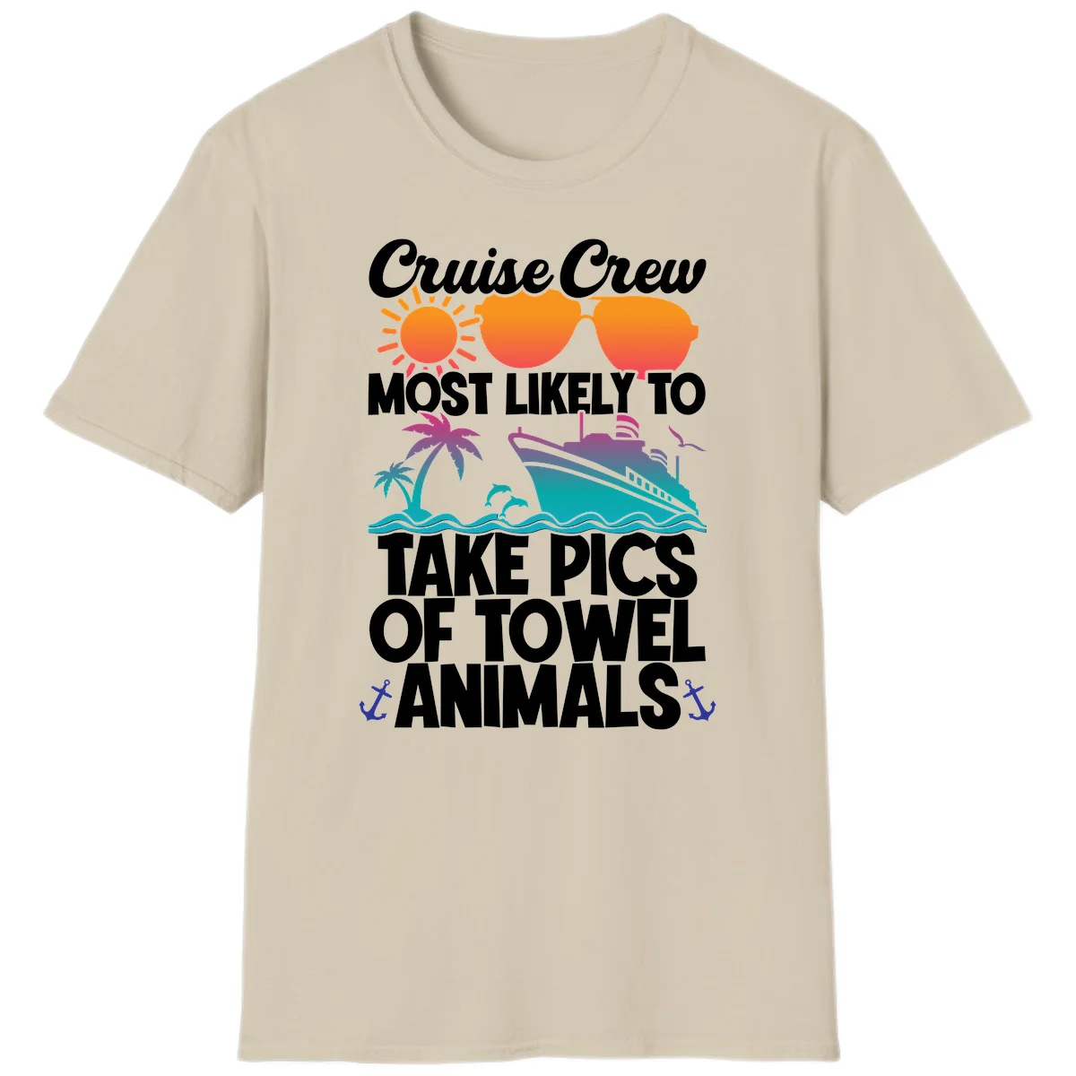 Cruise Crew Towel Animal Photos T-Shirt in Sand
