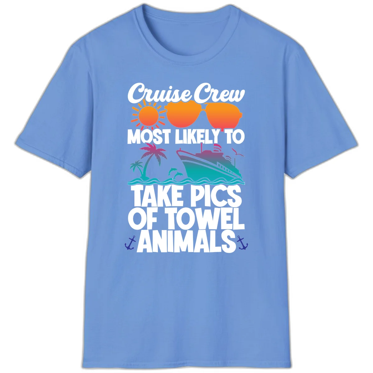 Cruise Crew Towel Animal Photos T-Shirt in Carolina Blue
