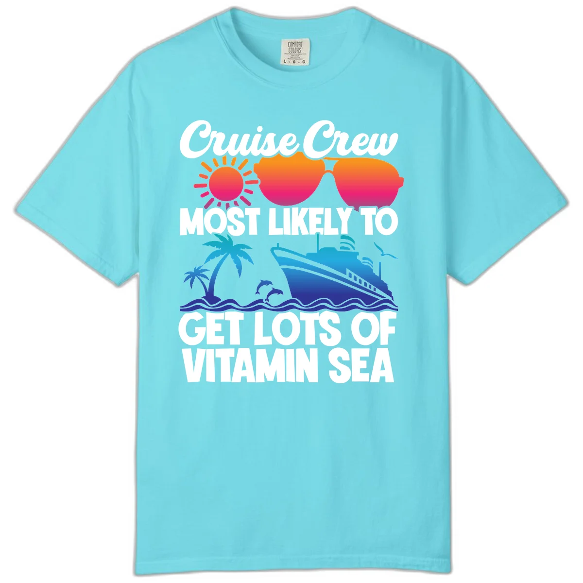 Cruise Crew Vitamin Sea Comfort Color T-Shirt in Lagoon Blue