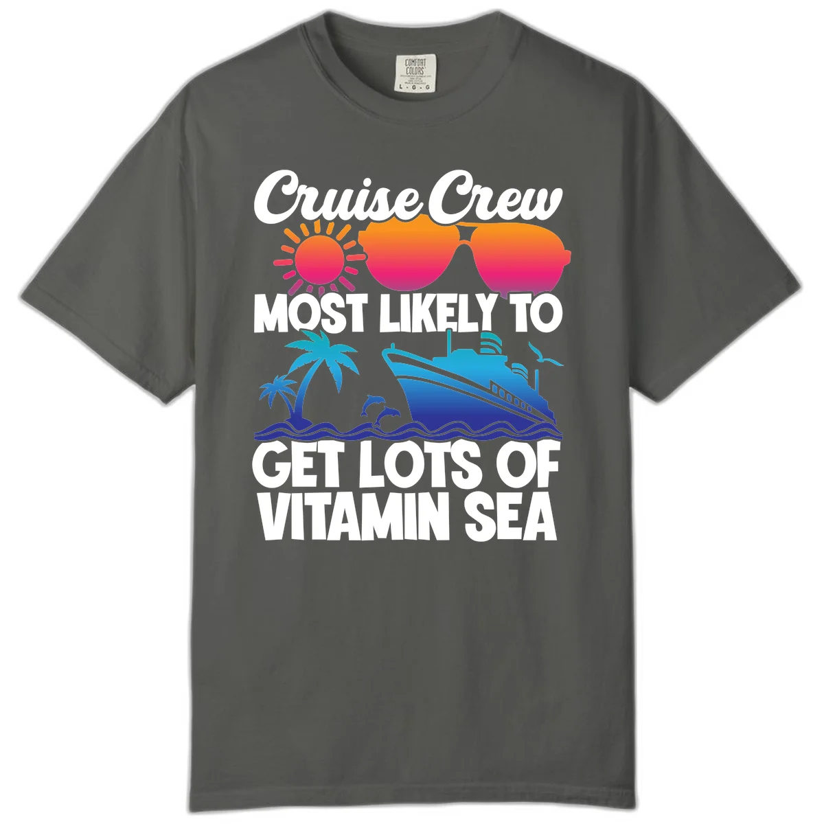 Cruise Crew Vitamin Sea Comfort Color T-Shirt in Pepper
