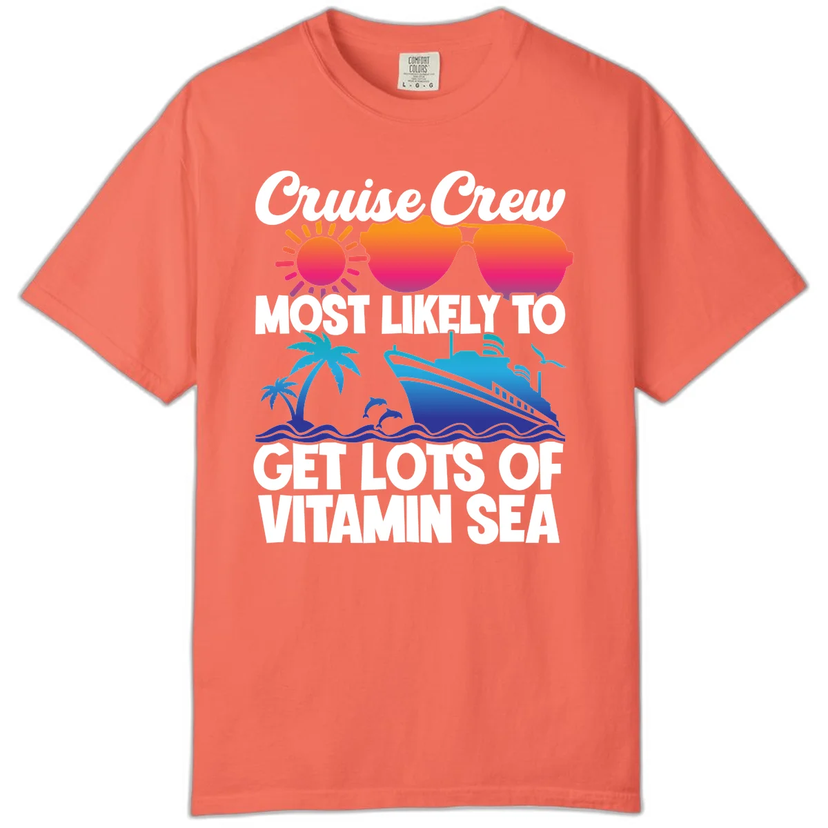 Cruise Crew Vitamin Sea Comfort Color T-Shirt in Bright Salmon