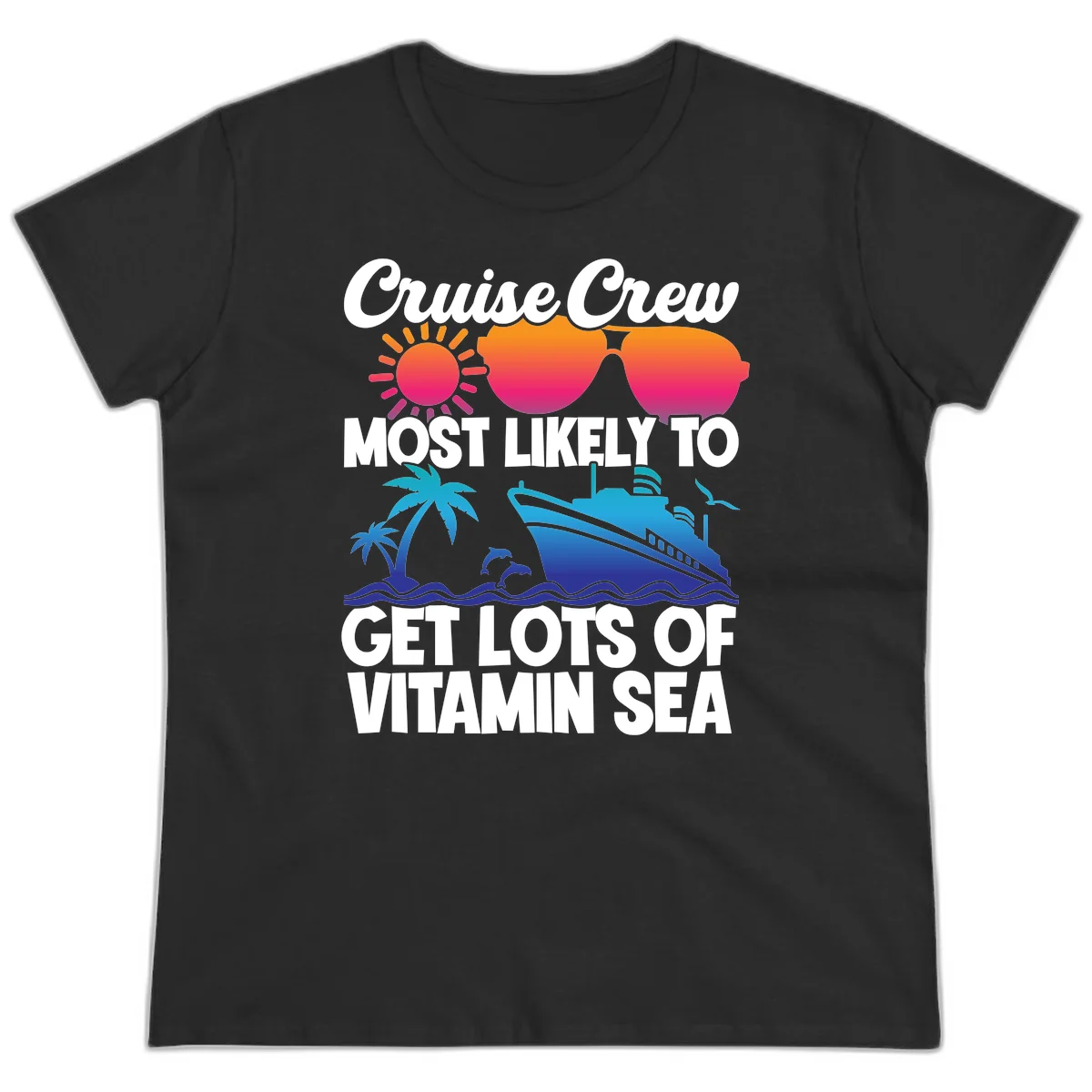 Cruise Crew Vitamin Sea Ladies Tee in Black