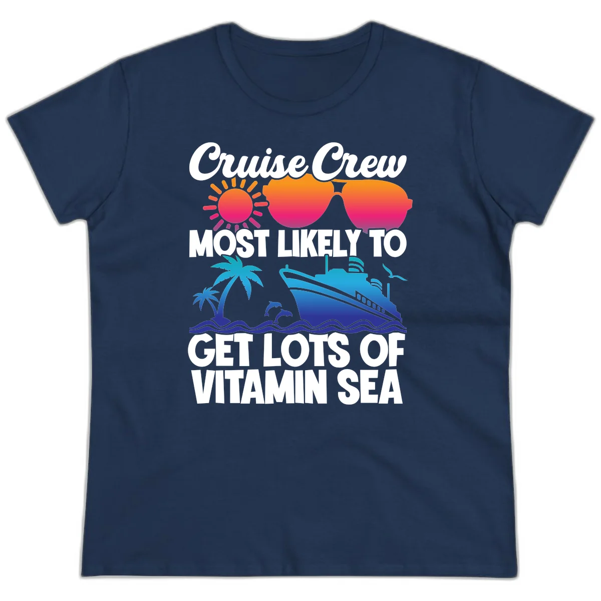 Cruise Crew Vitamin Sea Ladies Tee in Navy