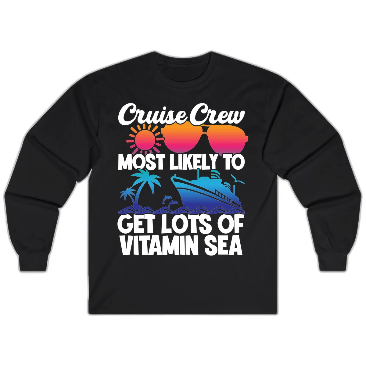 Cruise Crew Vitamin Sea Long Sleeve Tee in Black