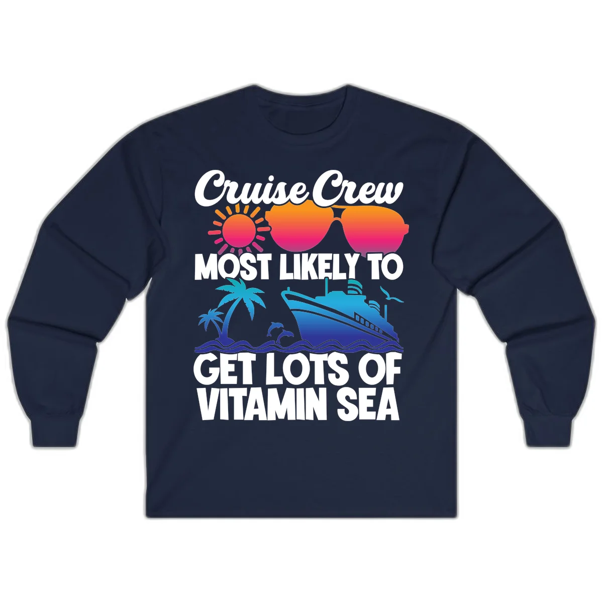 Cruise Crew Vitamin Sea Long Sleeve Tee in Navy