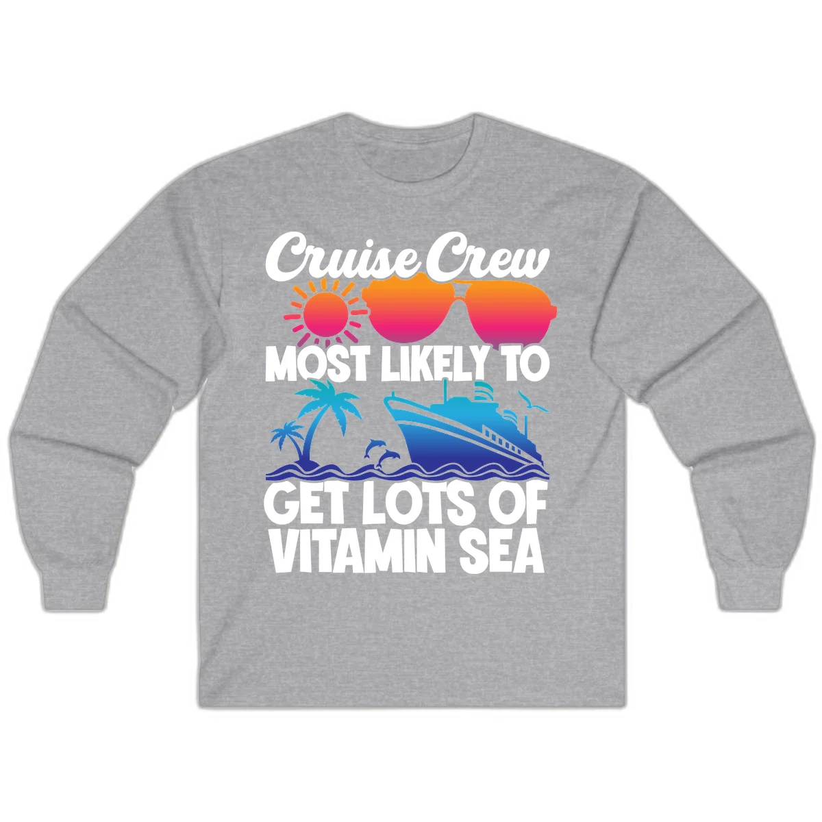 Cruise Crew Vitamin Sea Long Sleeve Tee in Sport Grey
