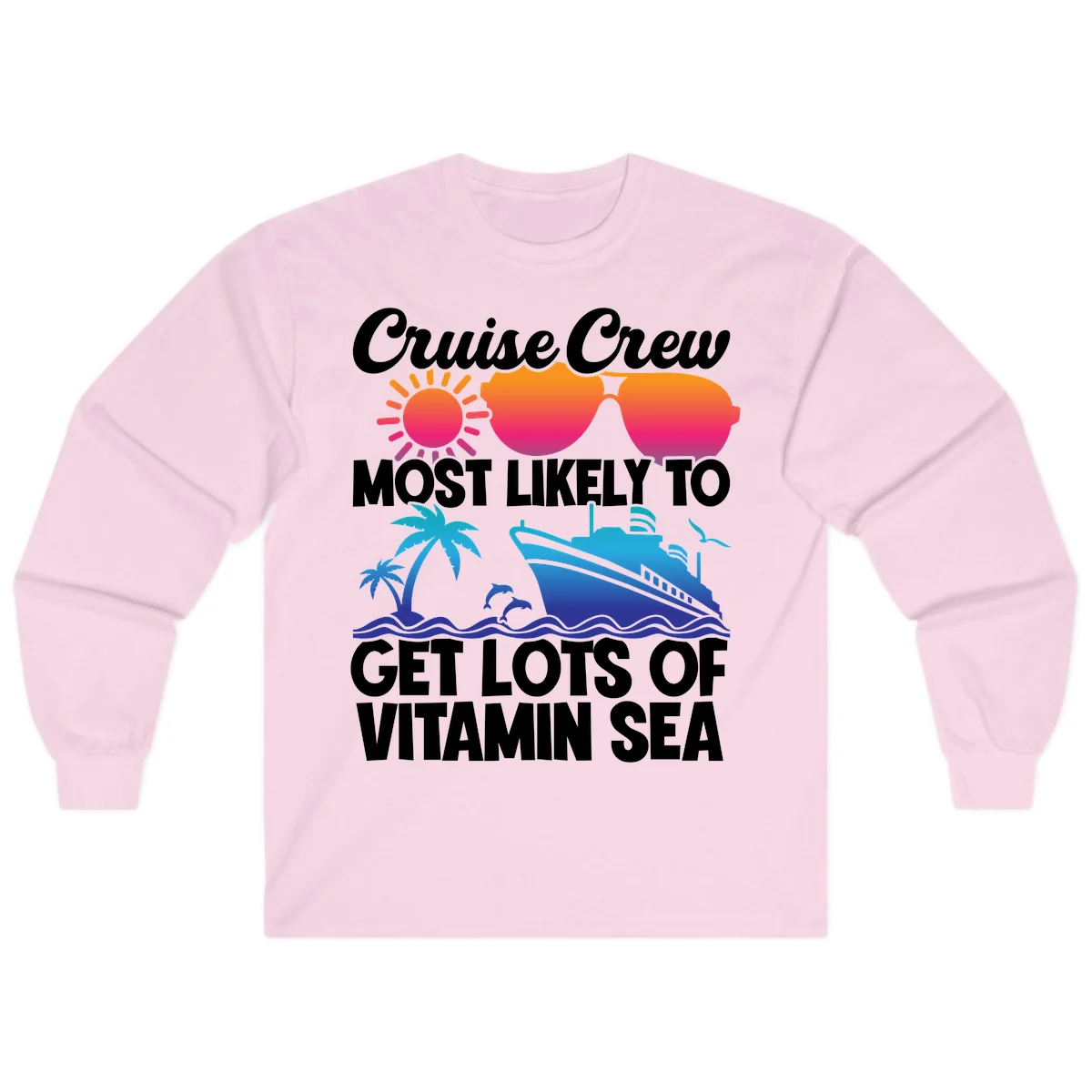 Cruise Crew Vitamin Sea Long Sleeve Tee in Light Pink
