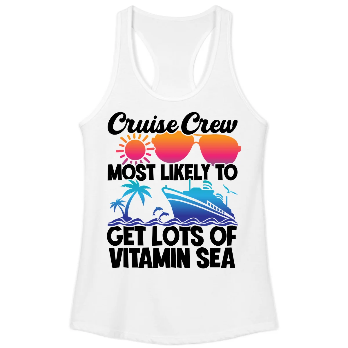 Cruise Crew Vitamin Sea Ladies Tank in White