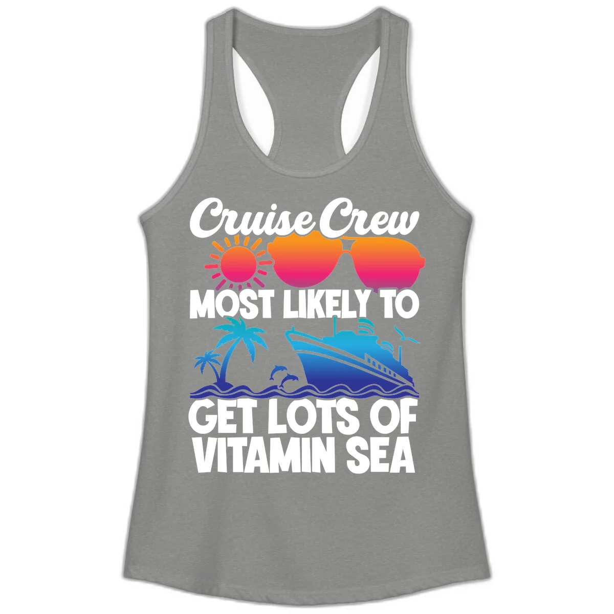 Cruise Crew Vitamin Sea Ladies Tank in Heather Grey