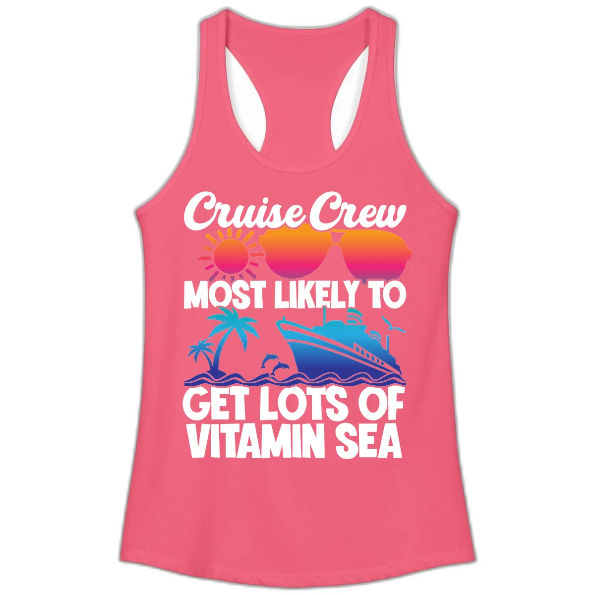 Cruise Crew Vitamin Sea Ladies Tank in Hot Pink