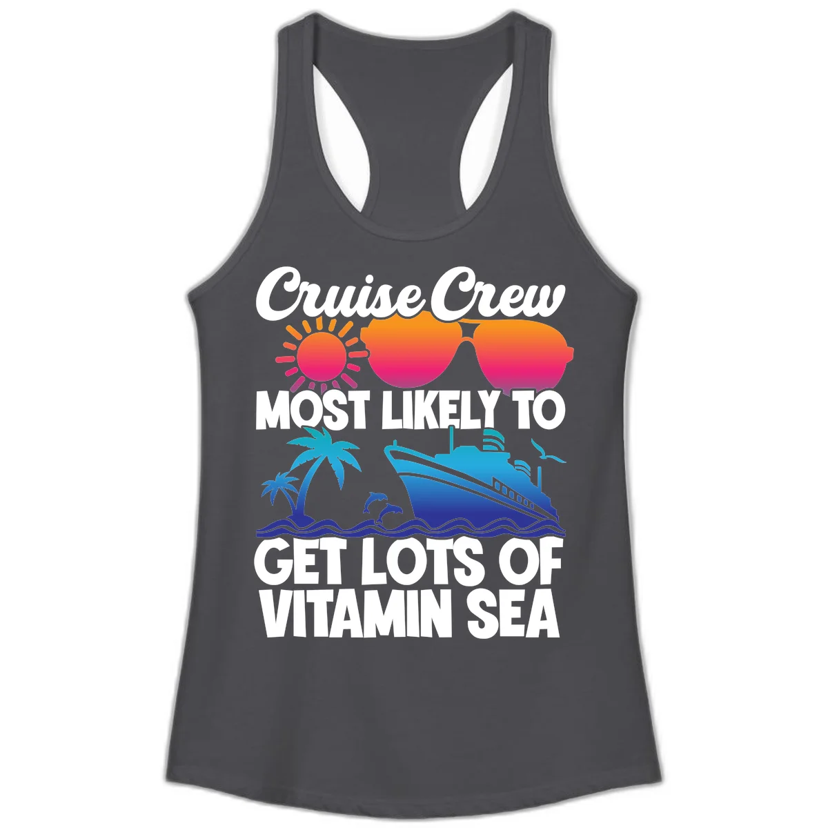 Cruise Crew Vitamin Sea Ladies Tank in Solid Dark Gray
