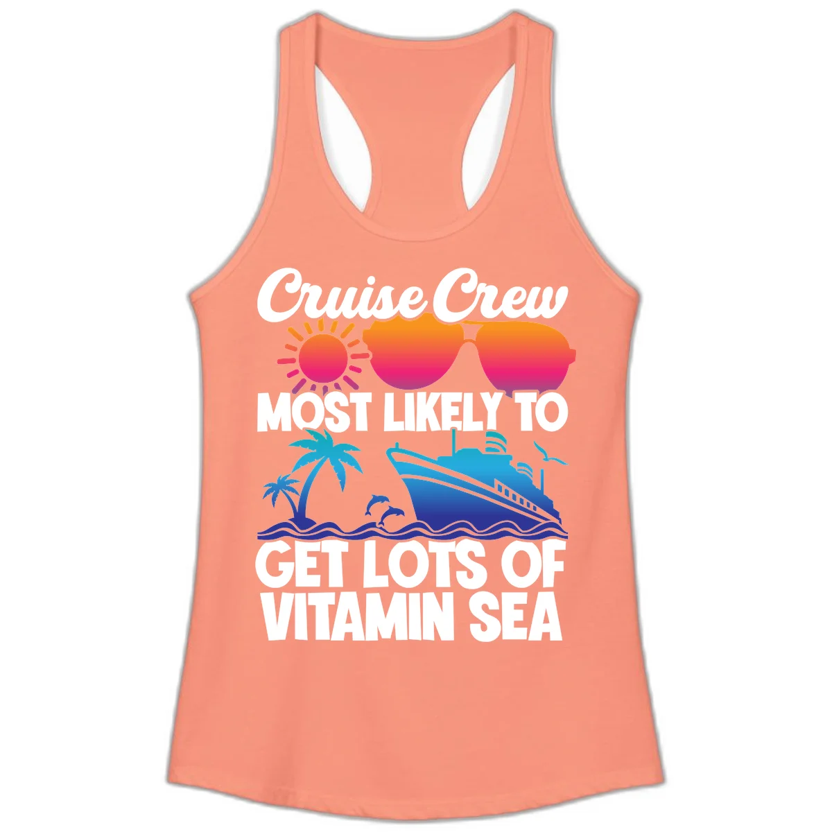 Cruise Crew Vitamin Sea Ladies Tank in Solid Light Orange