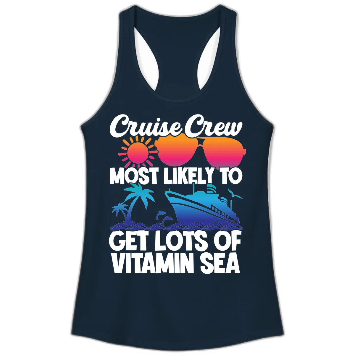 Cruise Crew Vitamin Sea Ladies Tank in Solid Midnight Navy
