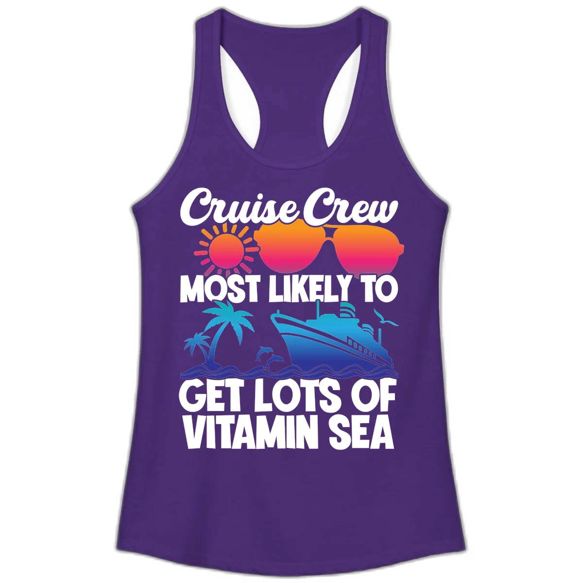 Cruise Crew Vitamin Sea Ladies Tank in Solid Purple Rush