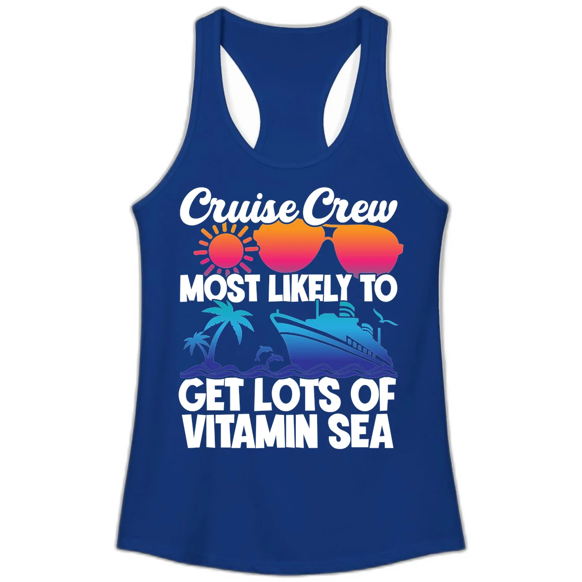 Cruise Crew Vitamin Sea Ladies Tank in Solid Royal